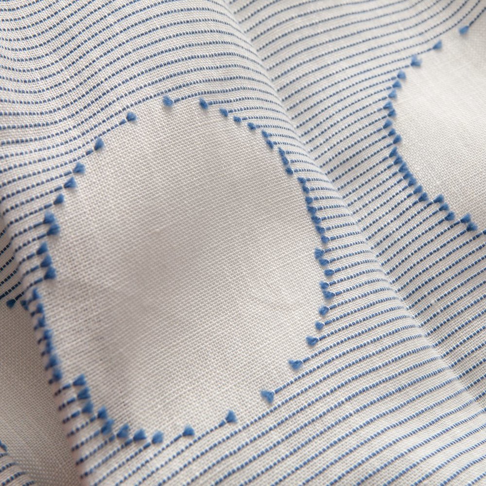 2 Pinch Pleated Curtain Panels Drapes Polka Dot Pattern w Hooks 27x41 Blue White - Picture 5 of 10